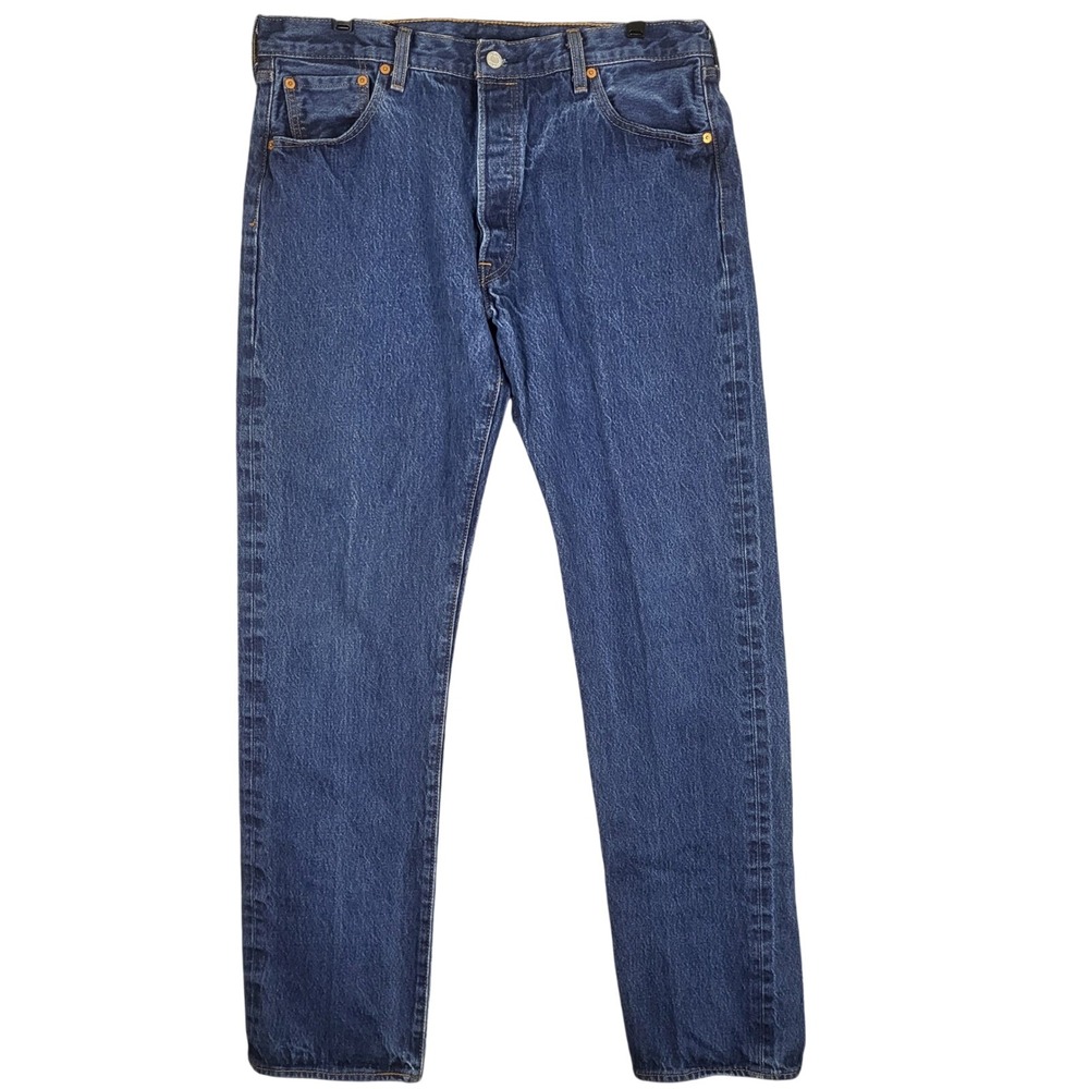 Levis 501 Mens 38x38 Fits 34x33 Jeans Straight Leg Button Fly Blue